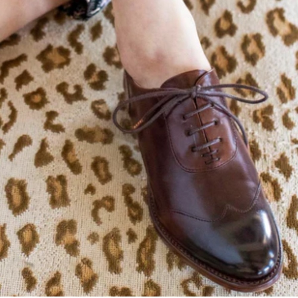 TOOAS Women's Brown Leather Lace-Up Oxford Shoes - Picture 10 of 15